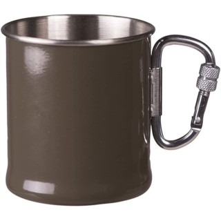 250ml Becher mit Karabiner Stainless Steel oliv