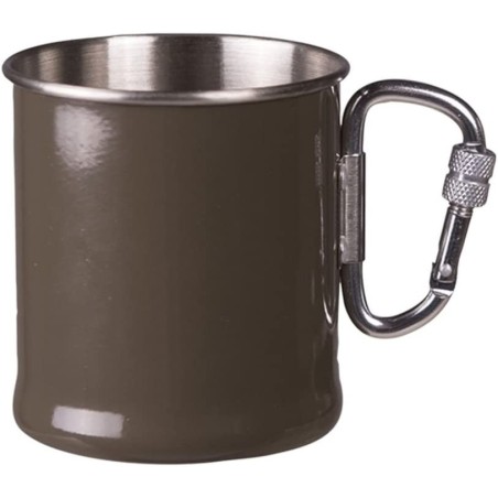 250ml Becher mit Karabiner Stainless Steel oliv