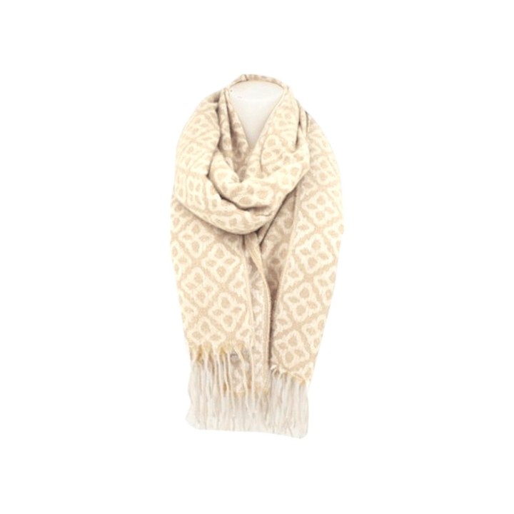 Winter Damen Schal Soft Cashmera » Winterschal Boutique Blume » Damenschal » Fransenschal 180 x 65 cm - Beige