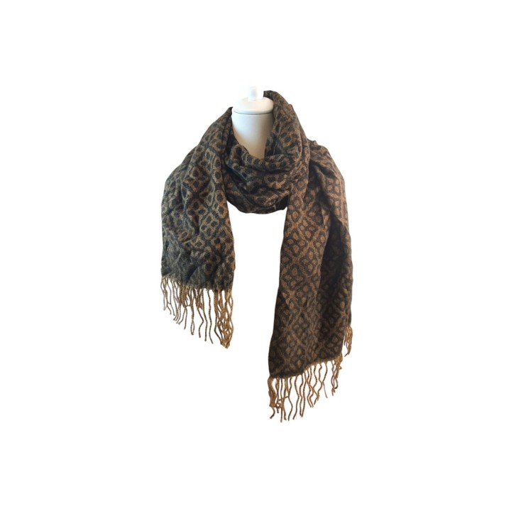 Winter Damen Schal Soft Cashmera » Winterschal Boutique Blume » Damenschal » Fransenschal 180 x 65 cm - Braun