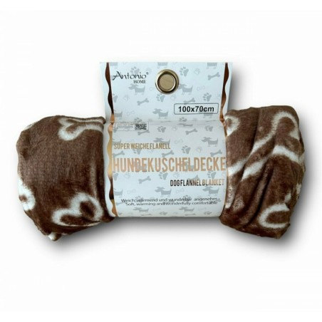Hundedecke 100x70cm » Hundekuscheldecke » Flanell Liegedecke für Hunde » leicht & dünn - Braun
