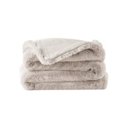 Premium Wohndecke aus Kunstfell » Dicke Hochwertige Decke » Couchdecke 150 x 200 cm » Kuscheldecke mit Wendeoptik - Hellbraun