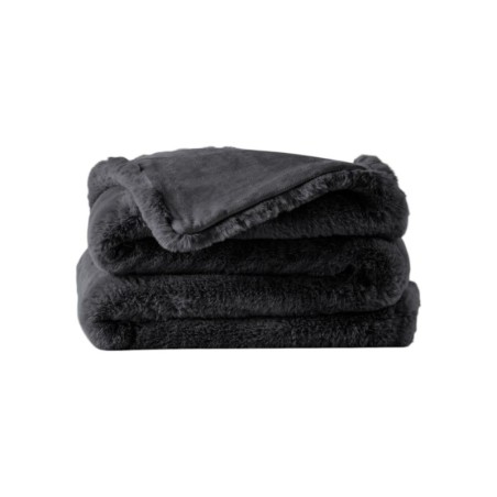 Premium Wohndecke aus Kunstfell » Dicke Hochwertige Decke » Couchdecke 150 x 200 cm » Kuscheldecke mit Wendeoptik - Schwarz