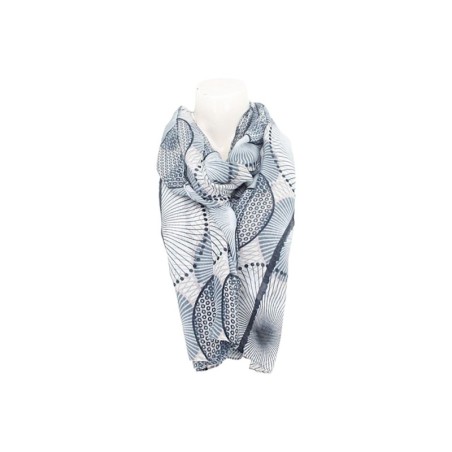 Sommer Damen Schal » Blue Navy Löwenzahn Design » leichter Sommerschal 180 x 90 cm » Halstuch mit abstraktem Muster » Damensc