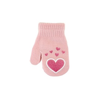 Kinder Fäustlinge mit Herzen » leichte Herbst & Frühling Handschuhe » Glitzer Herz Kinderhandschuhe » Strickhandschuhe mit gl