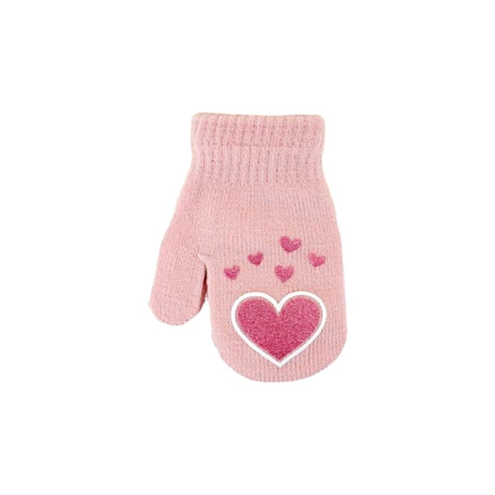 Kinder Fäustlinge mit Herzen » leichte Herbst & Frühling Handschuhe » Glitzer Herz Kinderhandschuhe » Strickhandschuhe mit gl