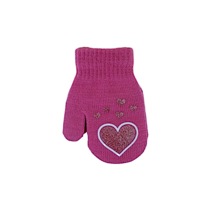 Kinder Fäustlinge mit Herzen » leichte Herbst & Frühling Handschuhe » Glitzer Herz Kinderhandschuhe » Strickhandschuhe mit gl