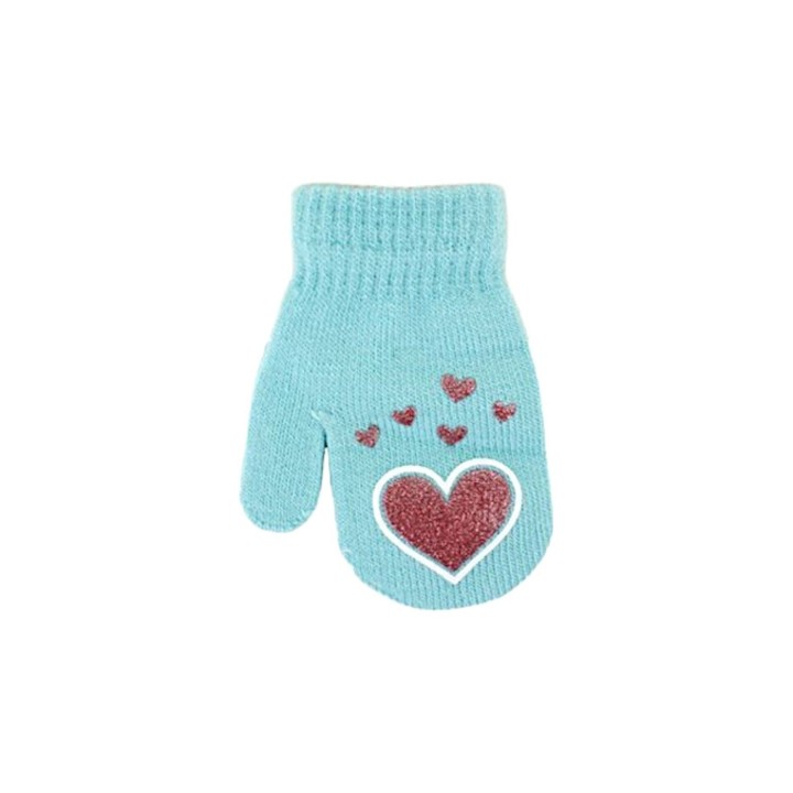 Kinder Fäustlinge mit Herzen » leichte Herbst & Frühling Handschuhe » Glitzer Herz Kinderhandschuhe » Strickhandschuhe mit gl