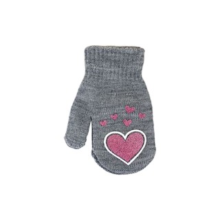 Kinder Fäustlinge mit Herzen » leichte Herbst & Frühling Handschuhe » Glitzer Herz Kinderhandschuhe » Strickhandschuhe mit gl