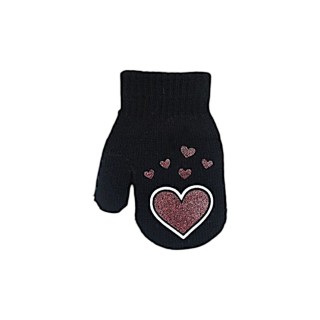 Kinder Fäustlinge mit Herzen » leichte Herbst & Frühling Handschuhe » Glitzer Herz Kinderhandschuhe » Strickhandschuhe mit gl