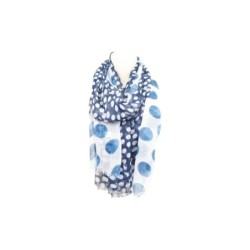 Sommer Damen Schal » Blue Navy Polka Dot Design » leichter Sommerschal 180 x 90 cm » Halstuch mit Punkten und Pailletten » Da