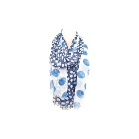 Sommer Damen Schal » Blue Navy Polka Dot Design » leichter Sommerschal 180 x 90 cm » Halstuch mit Punkten und Pailletten » Da