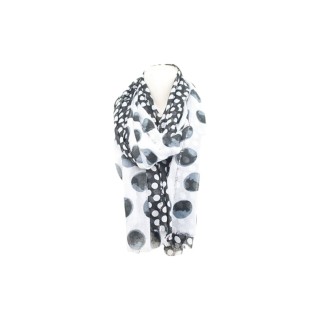 Sommer Damen Schal » Blue Navy Polka Dot Design » leichter Sommerschal 180 x 90 cm » Halstuch mit Punkten und Pailletten » Da