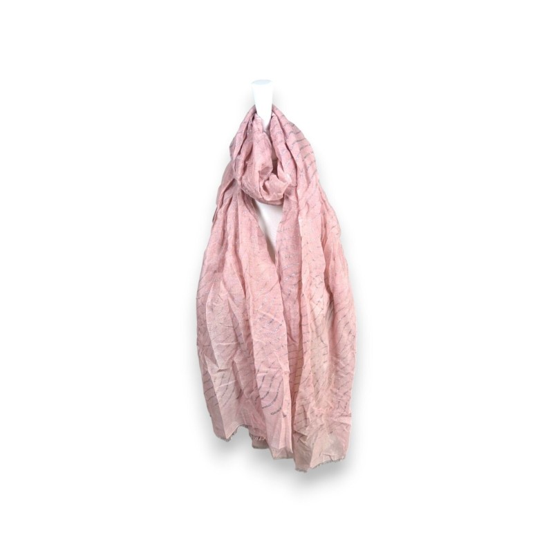 Damen Sommer Schal Glitzer Linien » leichtes Halstuch 180 x 70 cm » Sommerschal mit Glitzerstreifen » weich & dünn - Altrosa