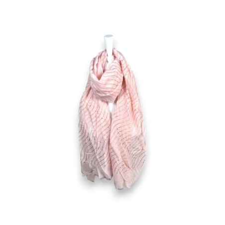 Damen Sommer Schal Glitzer Linien » leichtes Halstuch 180 x 70 cm » Sommerschal mit Glitzerstreifen » weich & dünn - Rosa / G