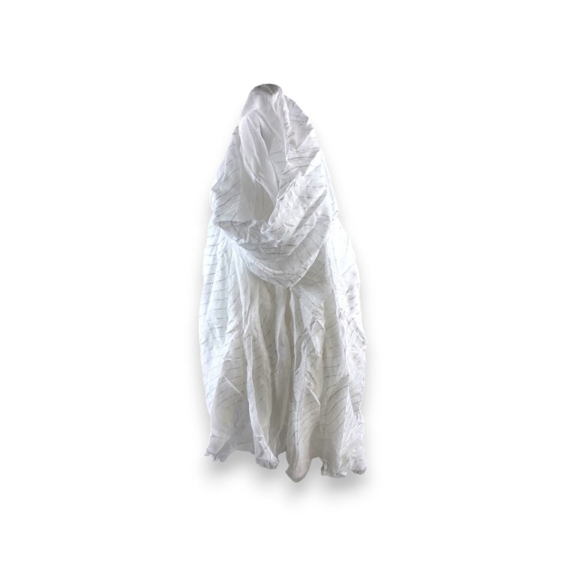 Damen Sommer Schal Glitzer Linien » leichtes Halstuch 180 x 70 cm » Sommerschal mit Glitzerstreifen » weich & dünn - Weiß / S