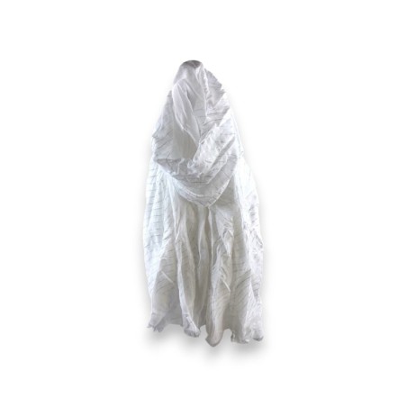 Damen Sommer Schal Glitzer Linien » leichtes Halstuch 180 x 70 cm » Sommerschal mit Glitzerstreifen » weich & dünn - Weiß / S