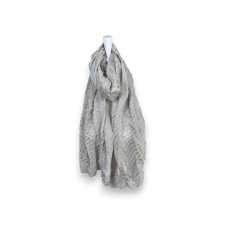 Damen Sommer Schal Glitzer Linien » leichtes Halstuch 180 x 70 cm » Sommerschal mit Glitzerstreifen » weich & dünn - Grau / G