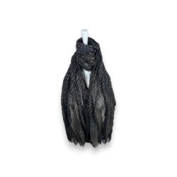 Damen Sommer Schal Glitzer Linien » leichtes Halstuch 180 x 70 cm » Sommerschal mit Glitzerstreifen » weich & dünn - Schwarz