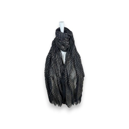 Damen Sommer Schal Glitzer Linien » leichtes Halstuch 180 x 70 cm » Sommerschal mit Glitzerstreifen » weich & dünn - Schwarz