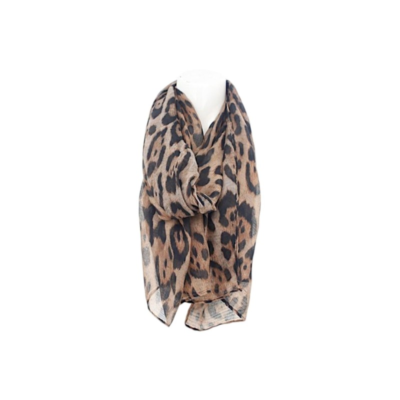 Sommer Damen Schal » Wilde Katze Leo-Print » leichter Sommerschal 180 x 80 cm » Halstuch mit Leoparden Muster » Damenschal we