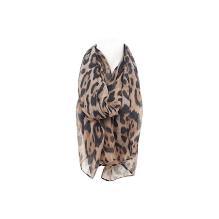 Sommer Damen Schal » Wilde Katze Leo-Print » leichter Sommerschal 180 x 80 cm » Halstuch mit Leoparden Muster » Damenschal we