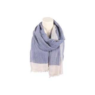 Sommer Damen Schal » Maritime Streifen » leichter Sommerschal 180 x 70 cm » Halstuch mit blauen Streifen » Damenschal weich &