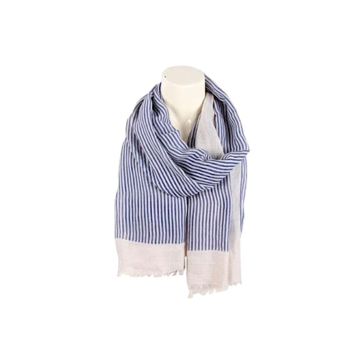 Sommer Damen Schal » Maritime Streifen » leichter Sommerschal 180 x 70 cm » Halstuch mit blauen Streifen » Damenschal weich &