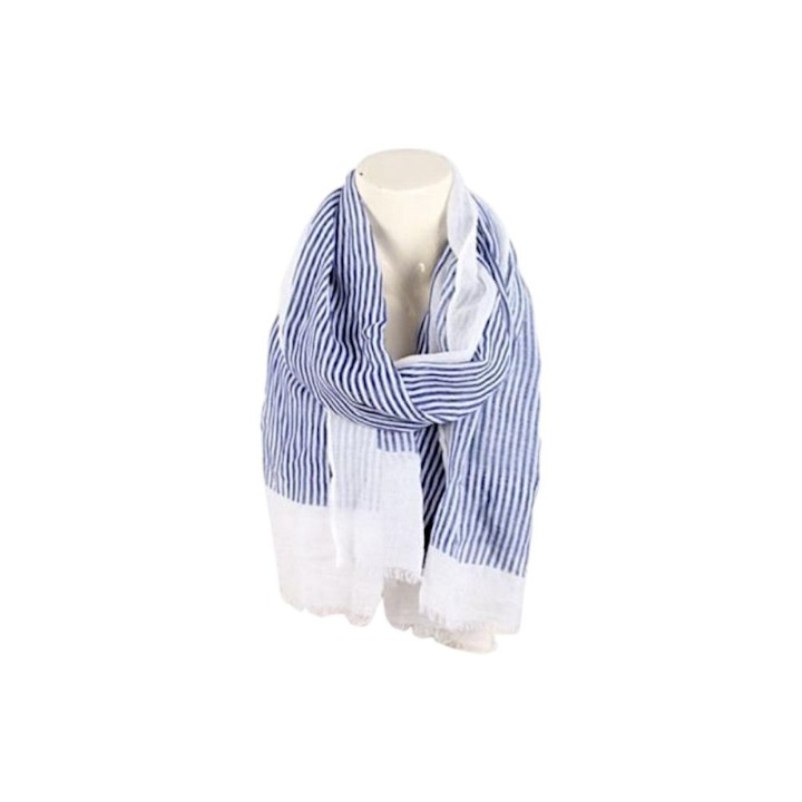 Sommer Damen Schal » Maritime Streifen » leichter Sommerschal 180 x 70 cm » Halstuch mit blauen Streifen » Damenschal weich &