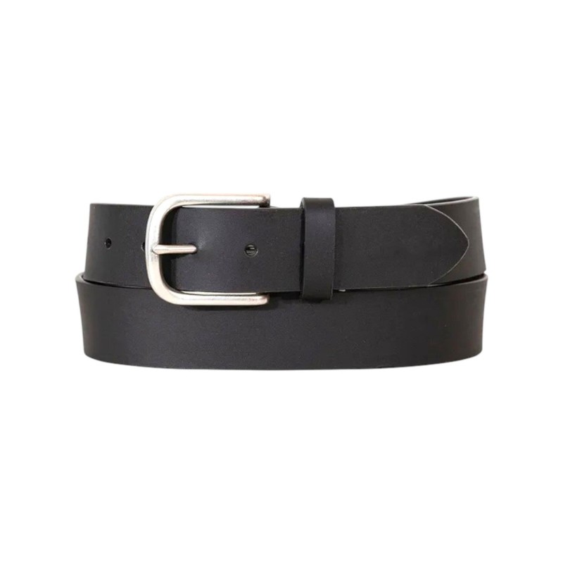 Damen Gürtel Schwarz 3,5cm » Ledergürtel mit Silber Schnalle » Echt Leder Damengürtel » schwarz matt - 85 (100cm)