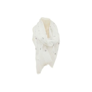 Sommer Damen Schal » Maritimes Design » leichter Sommerschal 180 x 70 cm » Halstuch weiß mit Ankern » Damenschal weich & dünn