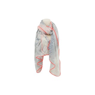 Sommer Damen Schal » Bunt mit Neon Rand » leichter Sommerschal 180 x 70 cm » Halstuch mit verschiedenen Mustern » Damenschal