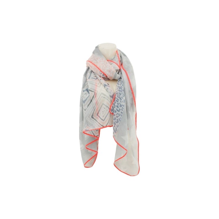 Sommer Damen Schal » Bunt mit Neon Rand » leichter Sommerschal 180 x 70 cm » Halstuch mit verschiedenen Mustern » Damenschal