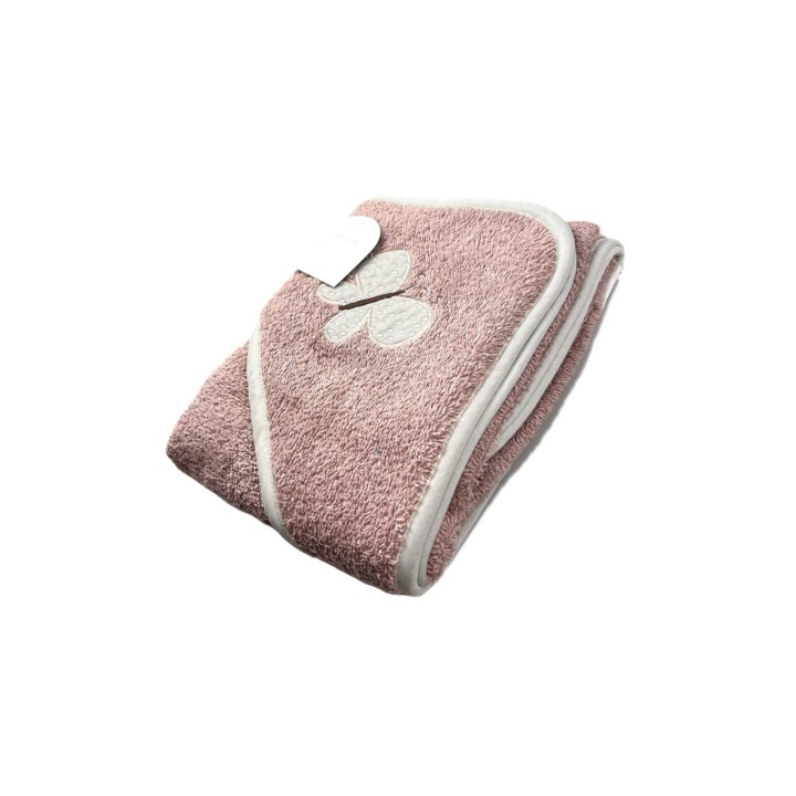 Baby Kapuzenbadetuch » Badetuch 75 x 75 cm » Kleinkind Bade Handtuch mit Kapuze » 100% reine Baumwolle - Rosa