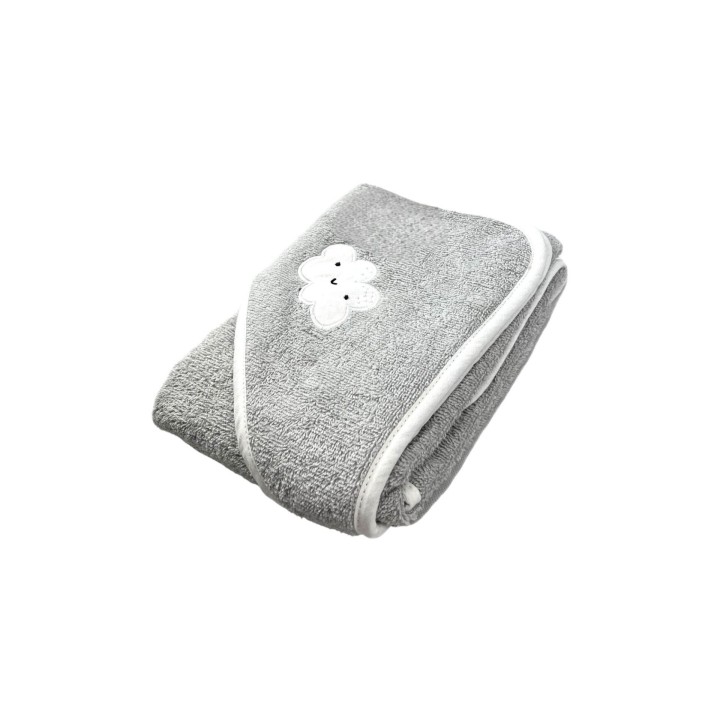 Baby Kapuzenbadetuch » Badetuch 75 x 75 cm » Kleinkind Bade Handtuch mit Kapuze » 100% reine Baumwolle - Grau