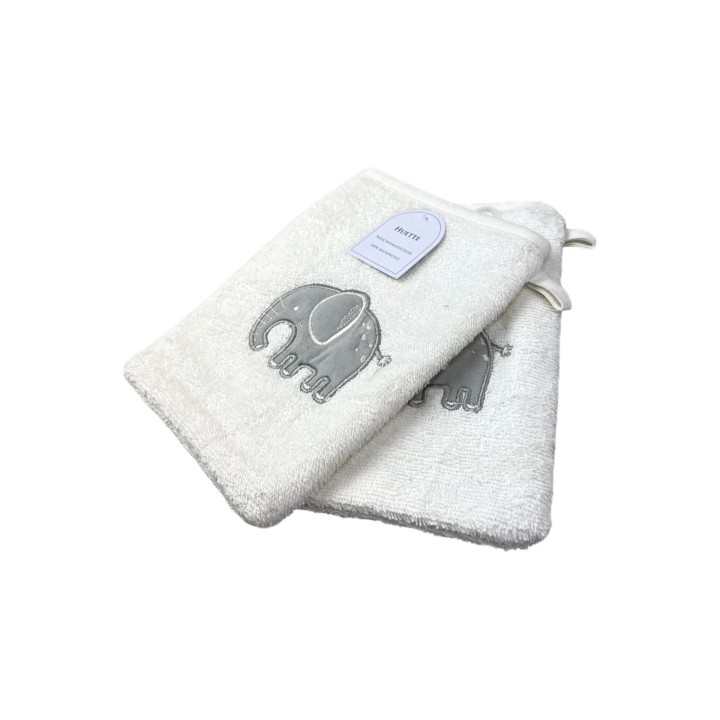 2er Pack Baby Waschhandschuhe » Set 2 Kinder Waschlappen Frottee » 21 x 15 cm reine Baumwolle » Wasch Handschuhe - Weiß
