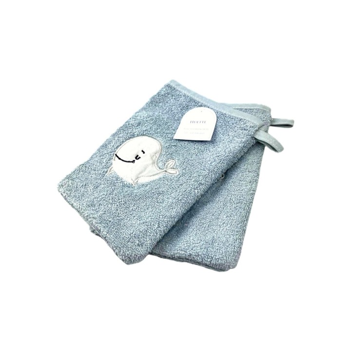 2er Pack Baby Waschhandschuhe » Set 2 Kinder Waschlappen Frottee » 21 x 15 cm reine Baumwolle » Wasch Handschuhe - Blau