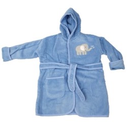 Frottée Baby Bademantel » Morgenmantel & Kleinkinder Badetuch » 100% Baumwolle » mit Kapuze, Tasche und Gürtel - Blau / 98