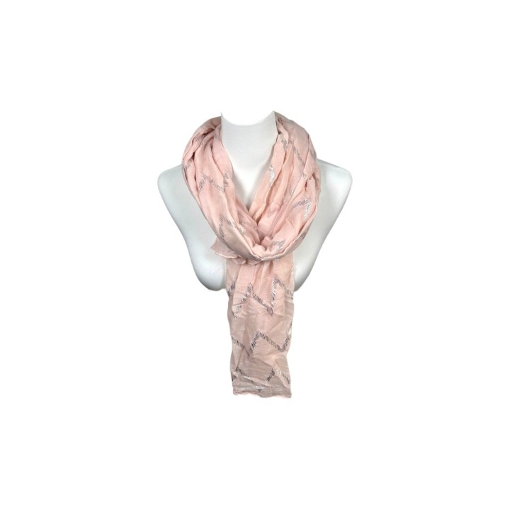 Sommer Damen Schal » Zick Zack Muster » leichter Sommerschal 180 x 70 cm » Halstuch mit glänzendem Zickzack Aufdruck » Damens