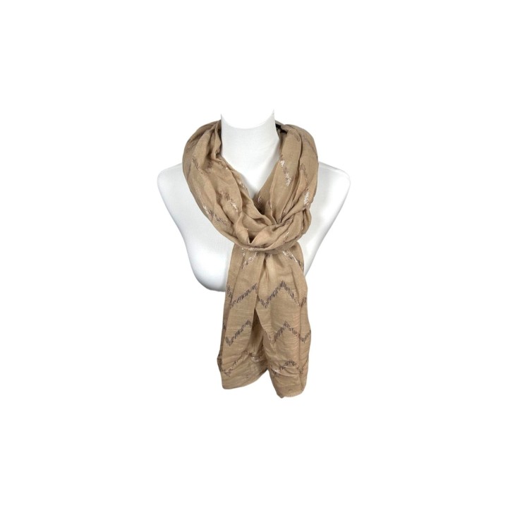 Sommer Damen Schal » Zick Zack Muster » leichter Sommerschal 180 x 70 cm » Halstuch mit glänzendem Zickzack Aufdruck » Damens