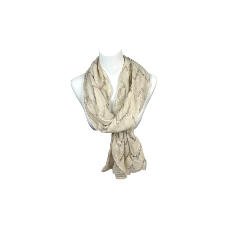 Sommer Damen Schal » Zick Zack Muster » leichter Sommerschal 180 x 70 cm » Halstuch mit glänzendem Zickzack Aufdruck » Damens