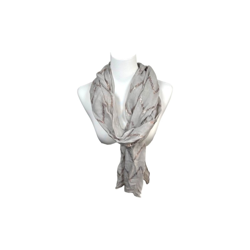 Sommer Damen Schal » Zick Zack Muster » leichter Sommerschal 180 x 70 cm » Halstuch mit glänzendem Zickzack Aufdruck » Damens