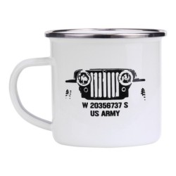 300 ml Trinkbecher Emaille mit Aufdruck US ARMY weiß Restposten