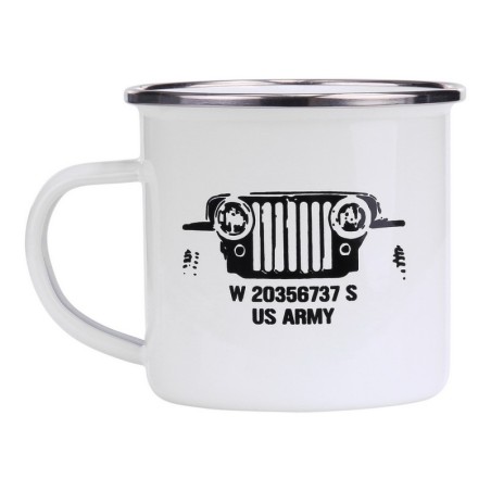 300 ml Trinkbecher Emaille mit Aufdruck US ARMY weiß Restposten