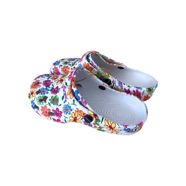 Damen Clogs Blumen » günstige Damenschuhe » Badeschlappen mit Blumenmuster » Sommer Garten Schuhe & Garten Schuhe » Badelatsc