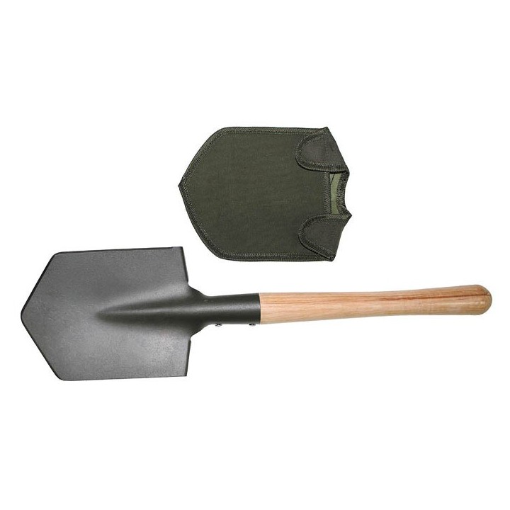 MFH Feldspaten Holzstiel mit Hülle oliv