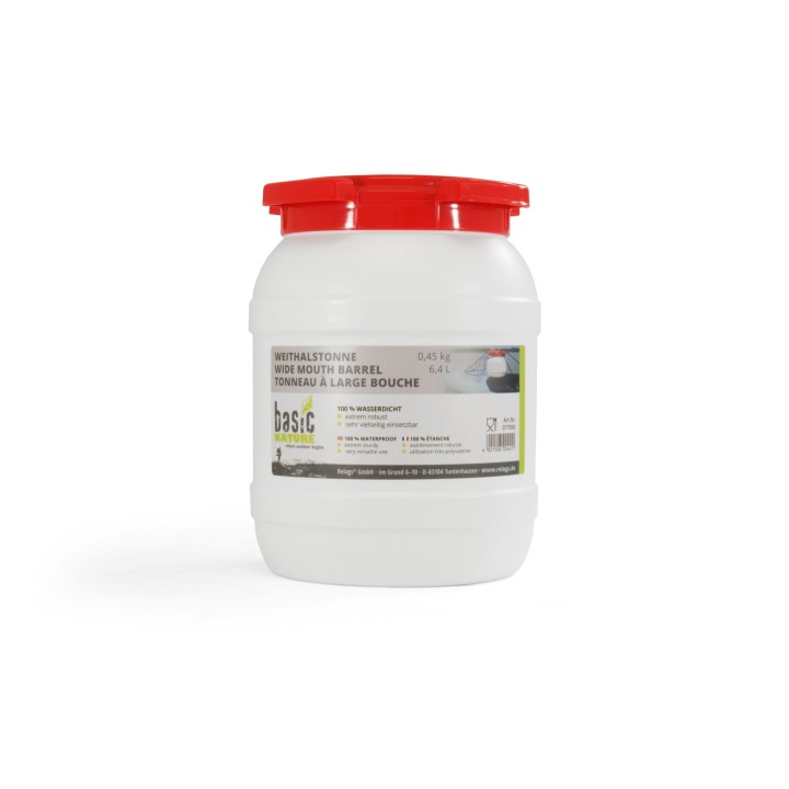 BasicNature Weithalstonne rund weiß 6,4 L